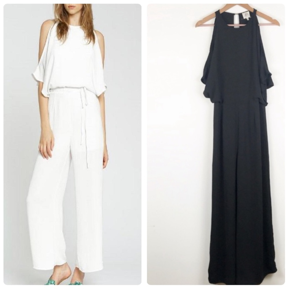 Anthropologie dRA Los Angeles Cami Flutter Sleeve Jumpsuit in Black Size Small